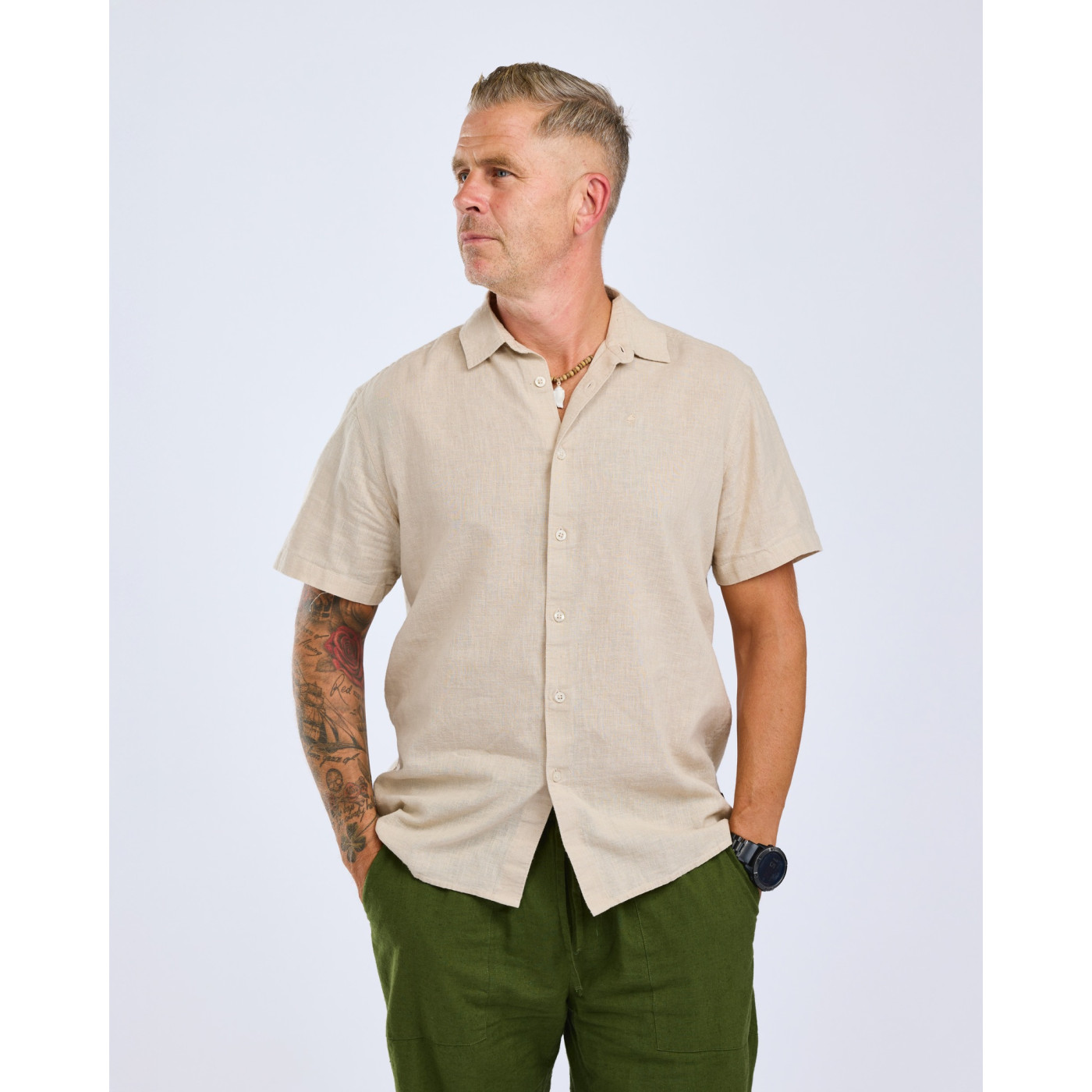 Koszula Varnamo InsectSa Hemp S/S 5373 Pine Green - L